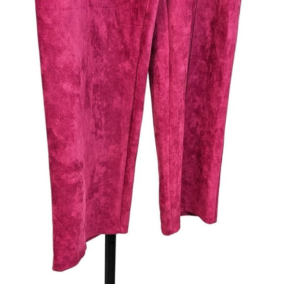 Anthropologie Avec Les Filles Womens Pink Faux Suede Wide Leg Crop Pants Size  L - Picture 4 of 8